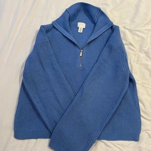 H&M blue knit quarter zip